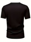 Baskılı Oversize Bisiklet Yaka T-shirt - Siyah resmi
